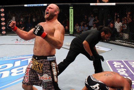Ben Rothwell celebrates his victory over Brandon Vera. (Photo: Ed Mulholland/Zuffa LLC/Getty Images)