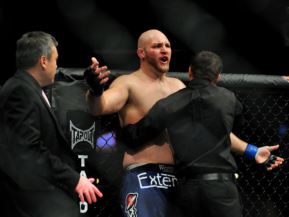 Ben Rothwell protesting stoppage against Cain Velasquez. (Photo: Jon Kopaloff/Getty Images)